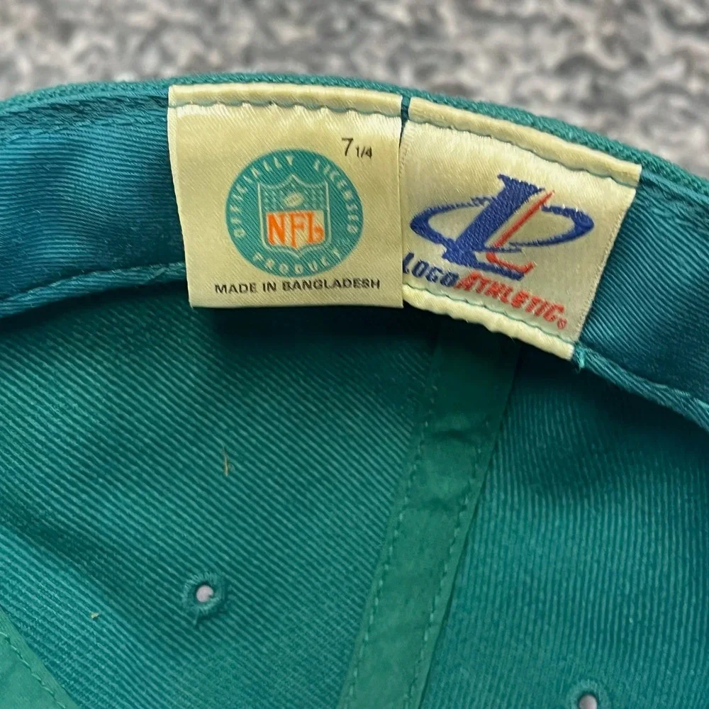 Vintage 90s Miami Dolphins Hat Fitted NFL Embroidered Logo Size 7 1/4 Blue‎